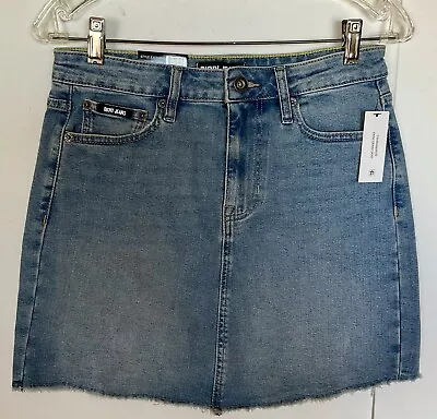 DKNY Jeans Stretch Mid Denim A-Line Skirt - Frayed Hem - Med Wash - Size 2 -NWT • $16