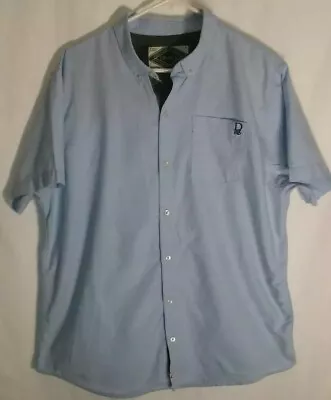 Dravus Men's XL Button-up Shirt Dress Casual Light Blue Camouflage Short Sleeve • $18.99