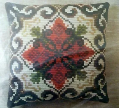 Retro Mid Century Wool Tapestry Cushion Kit - Vintage Scandanavian Orange Brown • £30