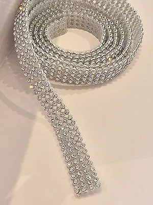 £3.04 • Buy Crystal Rhinestone Diamante Ribbon Chain 1m, 4 Row Cake Decorating SILVER