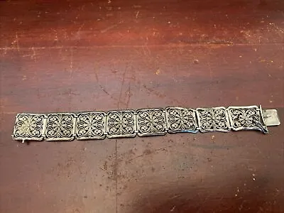 Vintage Silver Filigree Intricate Link Bracelet Germany 6.5 In Read Description • $50