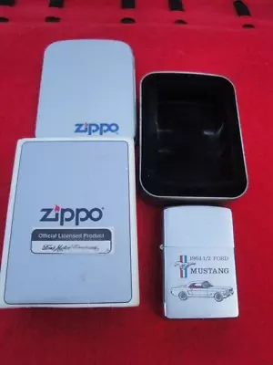 OLD  NEW Zippo 1964 1/2 Ford Mustang Lighter W/ Metal Case Paperwork 1996 Rare • $44