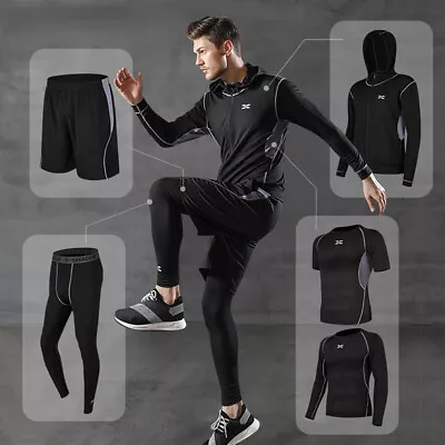 5 Pcs/Set Men's Tracksuit Gym Fitness Compression Sports Running Jogging Wear • $39.99