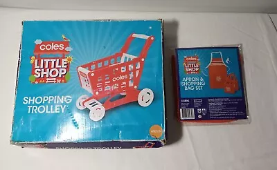 Coles Little Shop Mini Collectables Shopping Trolley & Apron Bag Set Box Damaged • $34.99