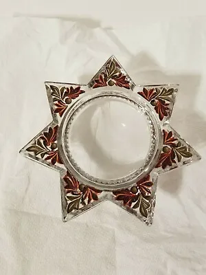 Antique Victorian 7 Point Star Shaped Goofus Glass Magnifying Frame Paperweight • $35