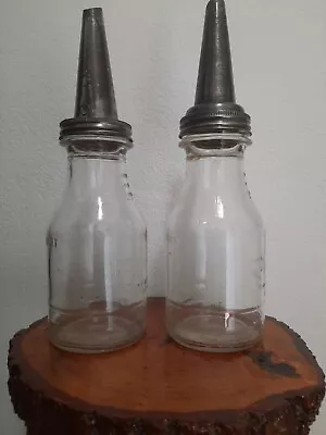 Two Antique Motor Oil Glass Bottles With Spouts • $70