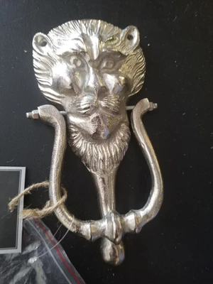 $22.40 • Buy 9  Silver Toned Lion Cat Gargoyle Door Knocker - Domain, Nwt