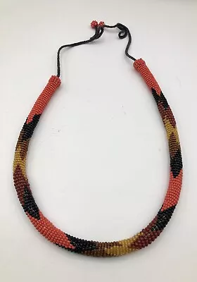 KENYA African Ethnic Jewelry MAASAI GLASS BEADED  ROPE   NECKLACE • $29.95