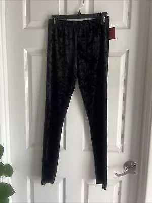 NWT Small Mossimo Black Velvet Leggings Womens Stretch Pants Boho Later • $9.99