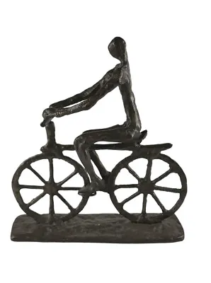 $29.99 • Buy Metal Modern Art Man On Bicycle Sculpture Figure