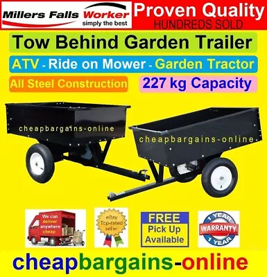 Steel Garden Trailer Ride On Mower Trailer Tow Behind Trailer Pneumatic Wheels • $234.99