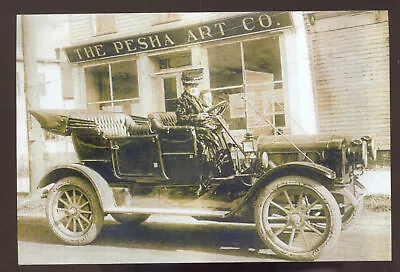 Real Photo Marine City Michigan The Pesha Art Co White Steamer Car Postcard Copy • $11.99