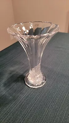 Mikasa Lead Cut Crystal Fluted Vase With Frosted Leaf Detail • $6.95