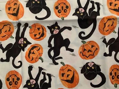 $20 • Buy Vintage 1998 Scaredy Cat  Alexander Henry Fabrics Halloween Cotton 68  X 23 