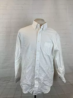 Brooks Brothers Men's White Solid Cotton Oxford Dress Shirt M $178 • $26.02