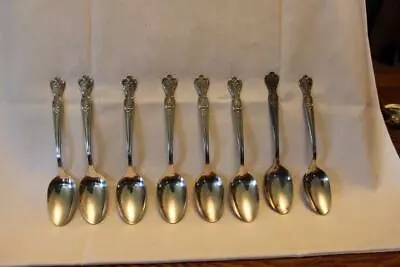 8 Original Wm Rogers Silverplate Extra Plate  Teapoons In Magnolia Pattern • $16.99