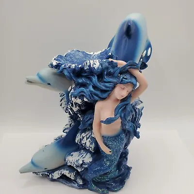 Mermaid Dolphin Stand With Candle Vintage 2000 Nautical Dolphins Resin Decor  • $19.98