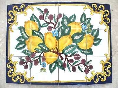 Ceramic Tile Art Mosaic Mural Lemon Tree Floral BACKSPLASH  18  X 24   24  X 18  • $95