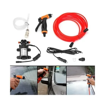 12V Car Washer Water Pump Kit Sprayer Cleaner Hose Portable High Pressure Wash • £18.25