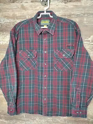 VINTAGE Cabellas Flannel Shirt Mens 2XL Large Heavy Long Sleeve Red EUC  • $23.95