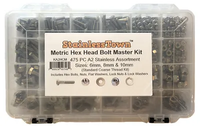 Stainless Steel METRIC Hex Head Bolt Master Kit Bolts-Nuts-Flat & Lock Washers • $74.88