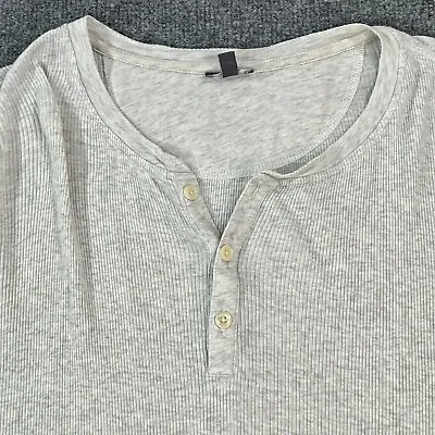 Vince Shirt Mens Large Gray Henley Long Sleeve Sweatshirt Casual Ribbed Cotton • $27.95