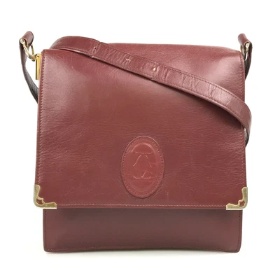 $5.50 • Buy Cartier Bag Shoulder Bag Must Line Red Gold Leather Authentic