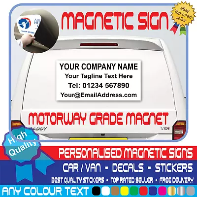 PERSONALISED BUSINESS NAME MAGNETIC SIGN Car Van Rear Door Sign Writing Vinyl • £6.99