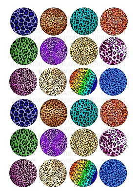 24 Edible Leopard Print Colours Iced Icing Fondant 4cm Cupcake Toppers Cake • £4