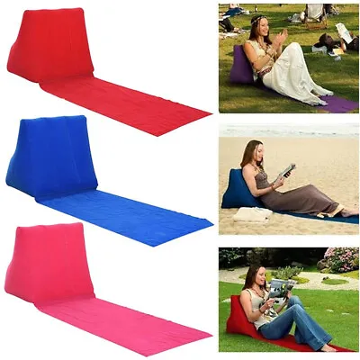 $14.44 • Buy L Foldable Inflatable Beach Mat Festival Camping Lounger Back Pillow Cushi ❤Y
