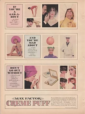 1964 Max Factor Vintage Print Ad 1960's California Sunlit Creme Puff Make-up • $11.24