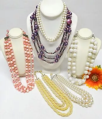 Vintage Multi Strand Lucite/ Acrylic Beaded Necklace Lot • $9.99
