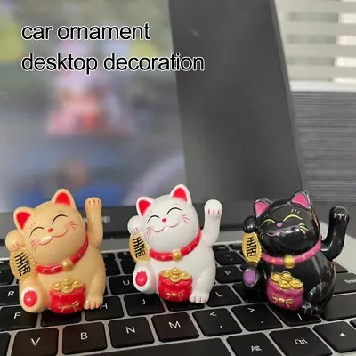 Mini Solar Powered FENGSHUI Lucky Beckoning Waving Cat Maneki Neko 5.2cm Tall • $8.87