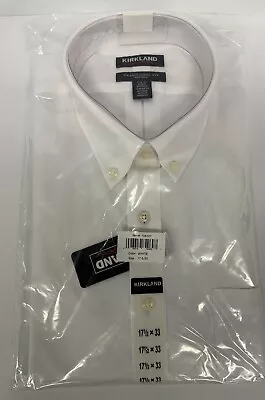 Kirkland Signature Men's Long Sleeve Button Down White Shirt 17 1/2 X 33 NWT. • $15