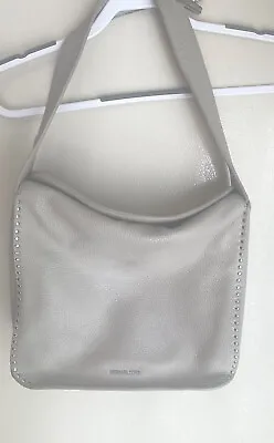 Michael Kors Pebbled Leather Cement Gray Astor Devon Hobo Bag Purse Silver Studs • $30