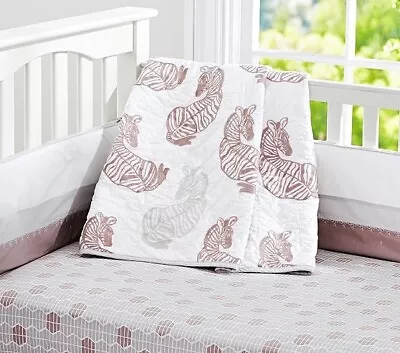 Pottery Barn Kids Quilt Zebra Safari Bedding Hand Quilted Toddler Quilt Nip • $53.99