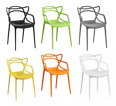 Plastic Master Style Indoor Outdoor Stacking Dining Chairs Kitchen Home Office • £49