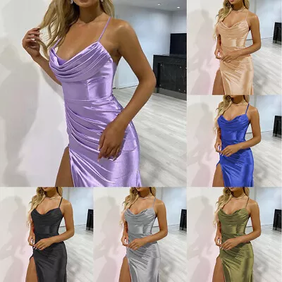 Women Slim High Slit Long Dress Ball Gown Formal Evening Prom Party Cocktail Hot • £16.31