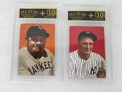 Vintage 1973 Smithsonian Babe Ruth & Lou Gehrig Playing Cards Graded ASG 10 • $32.95