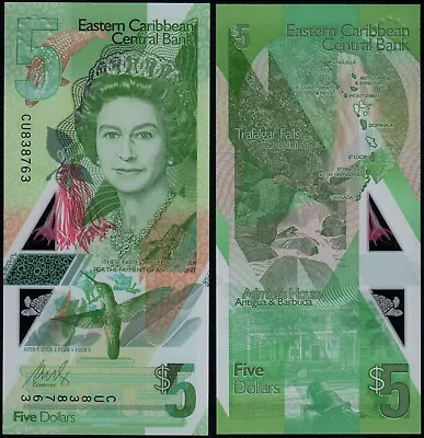 East Caribbean States 5 Dollars (p56) N. D. (2021) Qeii Polymer Unc • £4.50