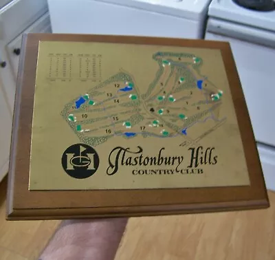 Vintage Golf Souvenir GLASTONBURY HILLS COUNTRY CLUB Etched Plaque Picture Art • $24.99