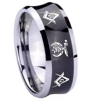 8mm Masonic Shriners Concave Black Rings For Men Fashion • $14.99