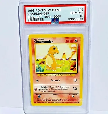 PSA 10 Charmander 4th Print Base Set 1999-2000 UK 46/102 Pokemon English Card • $96.65