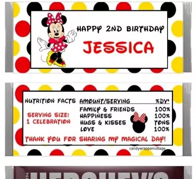 10 MICKEY OR MINNIE MOUSE BIRTHDAY Personalized PARTY CANDY BAR WRAPPERS FAVORS • $9.99