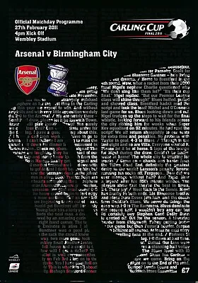 CARLING LEAGUE CUP FINAL 2011 Birmingham City V Arsenal - Official Programme • £9.99