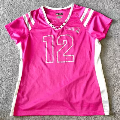 Tom Brady New England Patriots Pink White Sparkle Nfl Jersey Womens Xl • $34