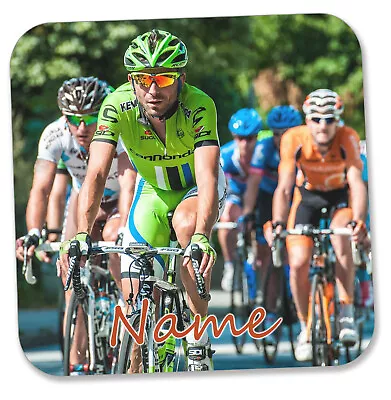 Personalised Cycling Drinks Wine Tea Coffee Coaster Mat - ANY NAME / TEXT • £5.99