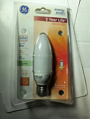 GE  9W = 40W 430-Lumen Decorative Medium Base CFL Bulb Soft White #24692 • $8.99