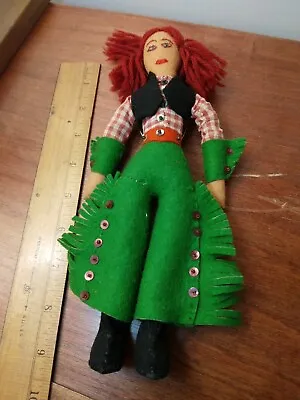  Hand Made By Carmen Alicia  Western Cloth Doll In Sequin Chaps 9  Tall • $16