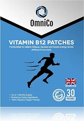 OmniCo Vitamin B12 Patches 5000mcg - Up To 7 Months Supply - 30 Patches - High • £13.05